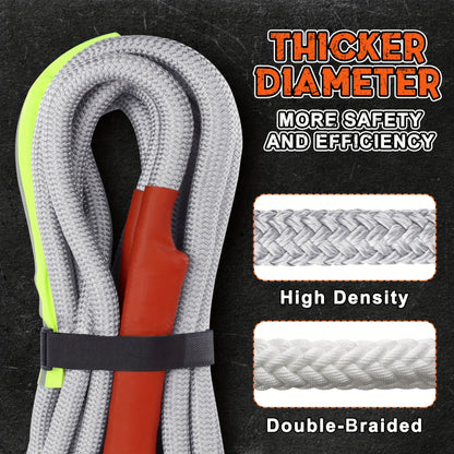 Heavy Duty Recovery Tow Rope Up to 44000 LBS Break Strength – Emergency Towing Strap with 2 D-Ring Shackles, Reflective Safety Flag & Storage Bag for Truck Jeep SUV ATV UTV Boat Off-Road Recovery