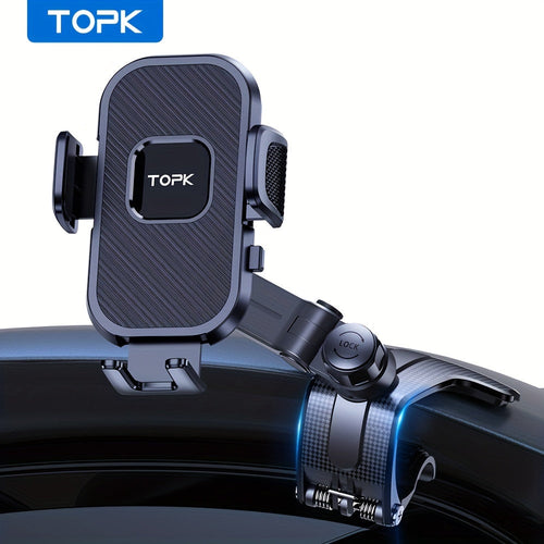 Car Dashboard Phone Mount 360 Degree Adjustable - Universal Cell Phone Holder with Anti-Slip Silicone Clip, Multi-Angle Stable Mounting for All Smartphones, Black