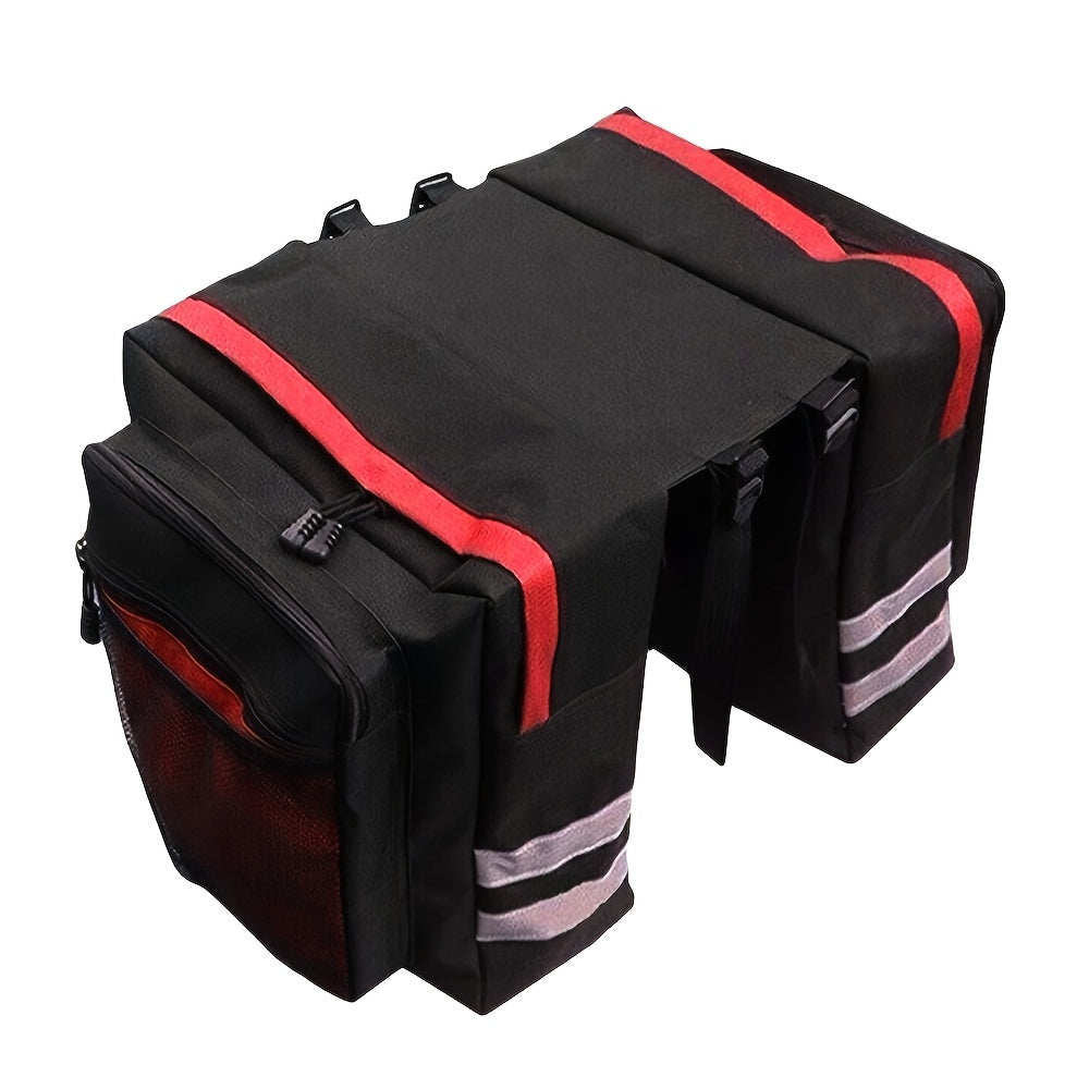 13.21 Gallon Bike Bag Set – Bicycle Cargo Rack Bag, Saddle Bag & Shoulder Bag 3-in-1 Professional Cycling Accessories for Commuting, Touring & Outdoor Riding, Red Black Blue