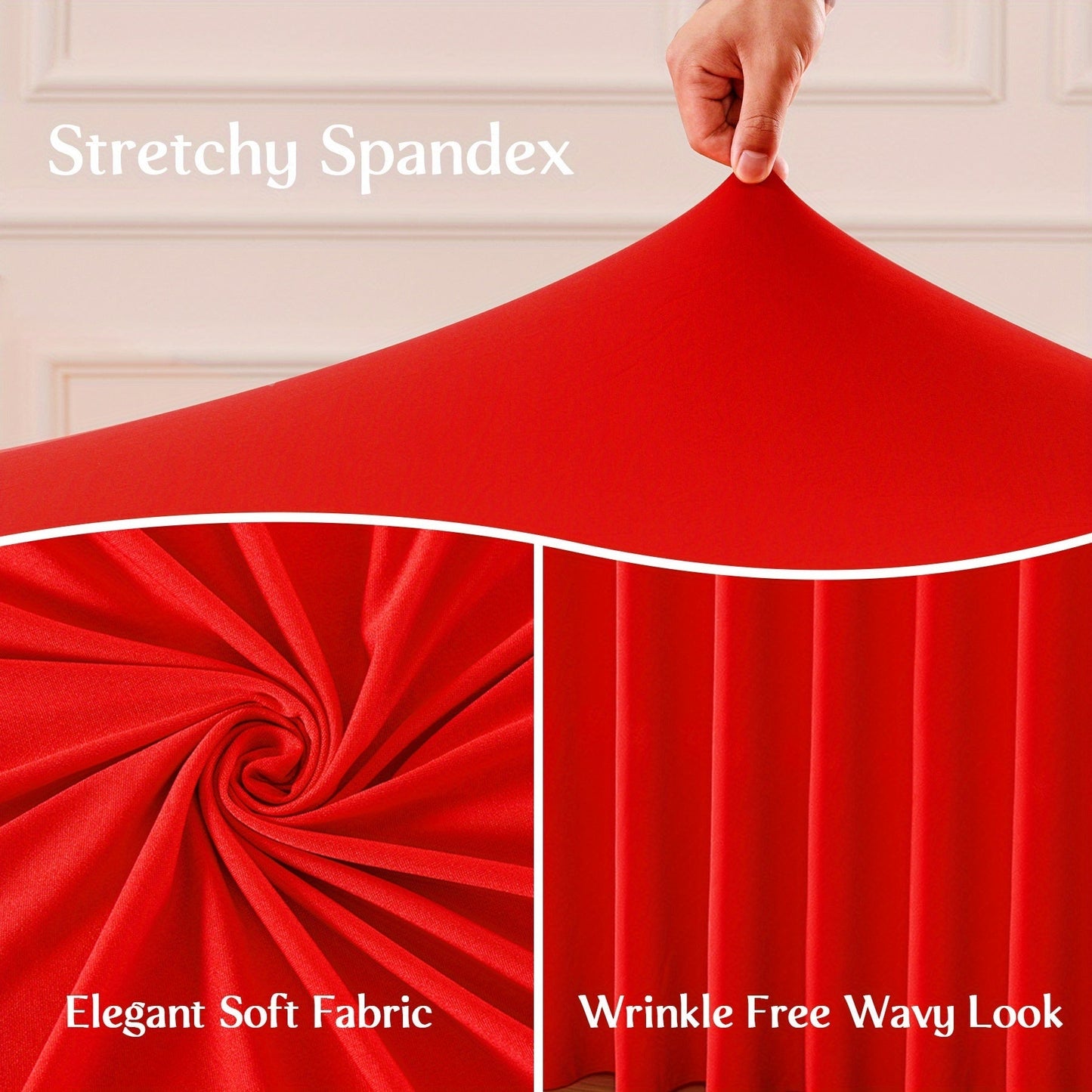 Elastic Spandex Table Cover with Jellyfish Skirt Thickened Non-Transparent High Stretch Polyester Tablecloth for 4ft 6ft Tables Party Birthday Wedding Banquet Hotel Conference Trade Show