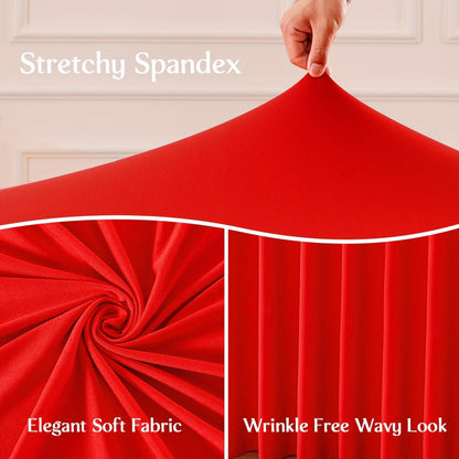 Elastic Spandex Table Cover with Jellyfish Skirt Thickened Non-Transparent High Stretch Polyester Tablecloth for 4ft 6ft Tables Party Birthday Wedding Banquet Hotel Conference Trade Show
