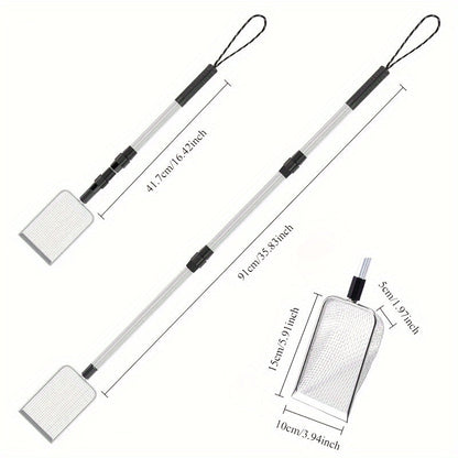 Stainless Steel Retractable Beach Sifter Scoop with Telescoping Handle – No-Bend Shell Collecting, Treasure Hunting & Beach Combing Tool | Also Works as Cat Litter Scoop (1 or 2 Pack)