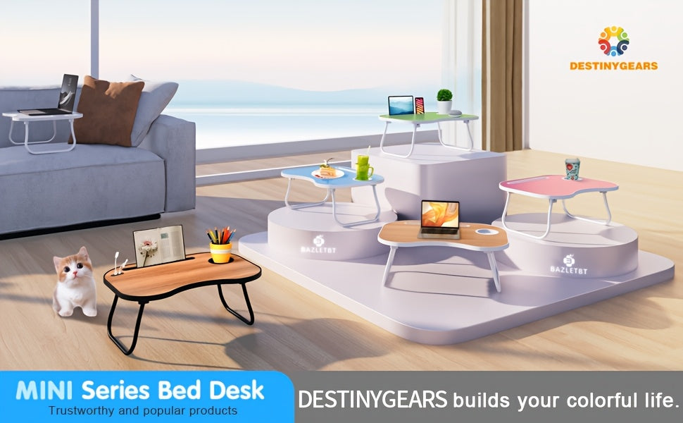 Lap Desk for Laptop with USB Port Storage Drawer & Cup Holder – Walnut Wood Bed Tray Table for Eating Writing Sofa Couch Adults Students