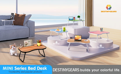 Lap Desk for Laptop with USB Port Storage Drawer & Cup Holder – Walnut Wood Bed Tray Table for Eating Writing Sofa Couch Adults Students