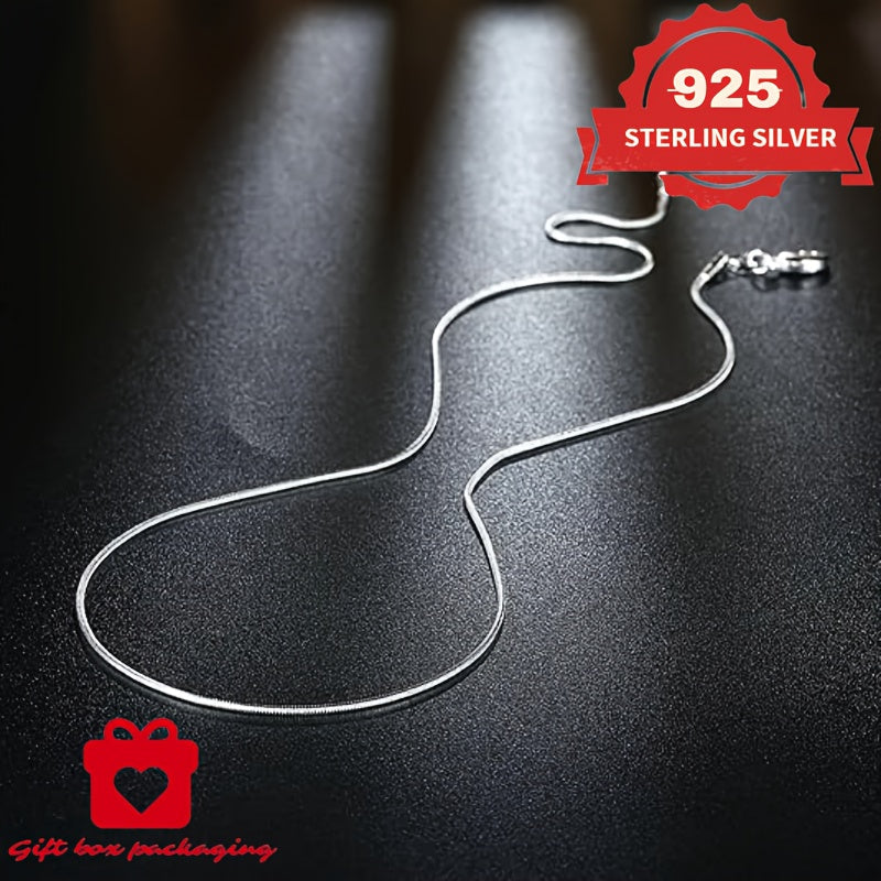 925 Sterling Silver 1mm Snake Chain Necklace Unisex – Handmade Round Snake Chain Lengths 16–24 Inch, Gift Box Included, Perfect for Daily Wear, Mother’s Day & Gifts for Him or Her