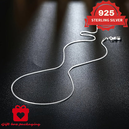 925 Sterling Silver 1mm Snake Chain Necklace Unisex – Handmade Round Snake Chain Lengths 16–24 Inch, Gift Box Included, Perfect for Daily Wear, Mother’s Day & Gifts for Him or Her