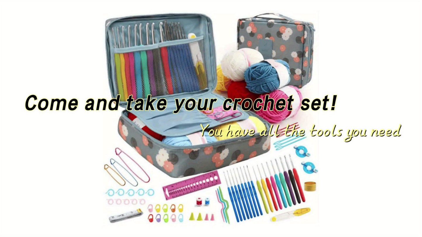 67pcs Complete Crochet Starter Kit for Beginners and Adults - All-in-One Set with 5 Skeins of Yarn, 9 Ergonomic Soft-Grip Hooks 2mm to 6mm, 8 Fine Hooks, Full Accessories and Portable Printed Bag, Perfect DIY Craft Gift for Women and Teens