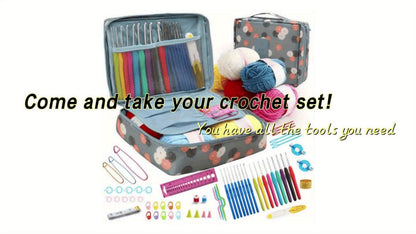 67pcs Complete Crochet Starter Kit for Beginners and Adults - All-in-One Set with 5 Skeins of Yarn, 9 Ergonomic Soft-Grip Hooks 2mm to 6mm, 8 Fine Hooks, Full Accessories and Portable Printed Bag, Perfect DIY Craft Gift for Women and Teens