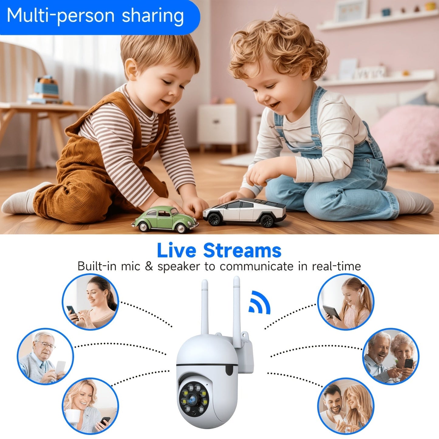 2-Pack WiFi Security Camera 2K QHD PTZ 355° Pan – Dual-Band 2.4G/5G AI Motion Detection, Color Night Vision, Two-Way Audio, Cloud & SD Storage, Baby Monitor, Indoor Home Surveillance Camera