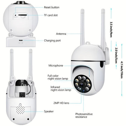 WiFi Security Camera 2-Pack 3MP Full HD - Night Vision, 2-Way Audio, Motion Detection & Real-Time Alerts, IP54 Waterproof Indoor Outdoor Surveillance Camera with App Remote Access & USB