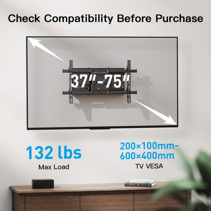 Full Motion TV Wall Mount 37-75 Inch Dual Arm Articulating Swivel Tilt Rotation VESA 600x400mm 132 lbs for OLED LCD LED Flat Curved TVs 24 Inch Extension