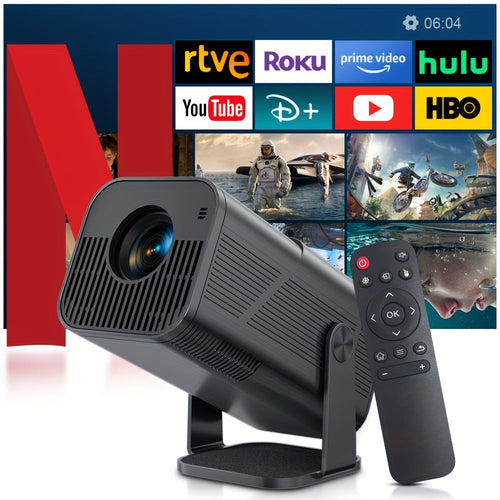 AMOVFILM Advanced Portable Smart Projector WiFi 6 & 4K Video Decoding, 1080P Native Resolution, Android 11 Built-In, Home Theater & Outdoor Movie Projector, Mobile Screen Mirroring, Multiple Colors