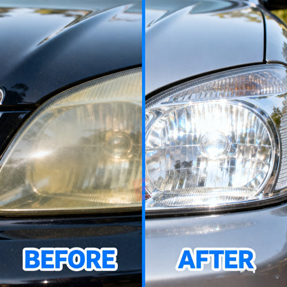 Headlight Restoration Kit 8.5oz - Car Headlight Cleaner Fluid Removes Oxidation, Yellowing & Haze, Crystal Coating Refurbishment Agent for Plastic Lens Covers, Restores Clarity on 6-10 Headlights