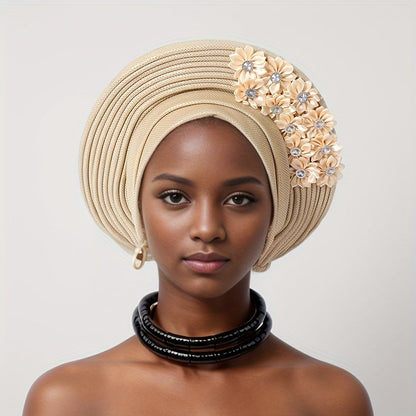 African Nigerian Gele Hat Layered Applique Headpiece Women Wedding Tea Party Fascinator Traditional Headwear 15 Colors Mother's Day Gift
