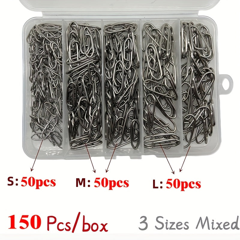 Fishing Snap Swivels 160pcs Stainless Steel Quick Connect Pins – Anti-Rust Lure Connector Hanging Ring for Sea Fishing Bass Saltwater Freshwater