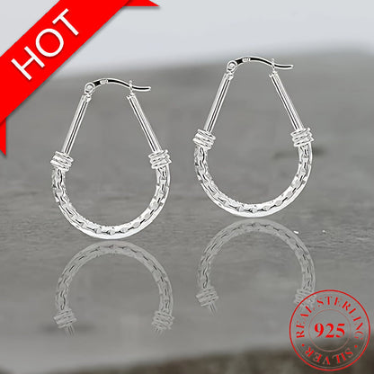 S925 Sterling Silver Hoop Earrings Italian Classic Design Elegant Luxury Daily Wear Engagement Wedding Gift for Wife Girlfriend