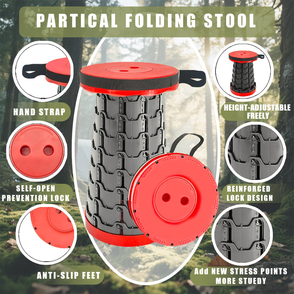 Folding Telescoping Stool with Bottom Lock Buckle – Portable Collapsible Retractable Seat, 660 lbs Heavy Duty Load Bearing, for Fishing, Hiking, Camping & Outdoor Activities, Multiple Colors