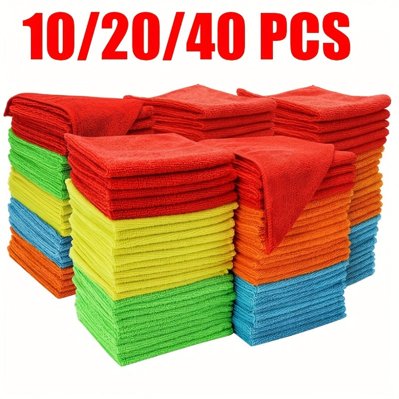 Microfiber Cleaning Cloths 10/20/40-Pack – Ultra-Fine Fiber Towels for Car Detailing, Dust Removal & Home Cleaning, Absorbent Multifunctional Cloths for Cars, RVs & House