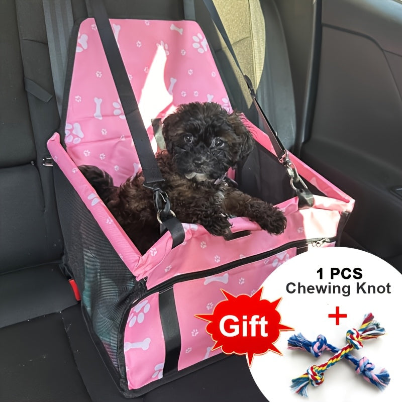 Dog Car Booster Seat & Travel Carrier for Small Dogs and Cats – Foldable Oxford Breathable Pet Carrier with Safety Leash, Adjustable Straps & Elevated Window View, Large 16x13x9.5 Inch