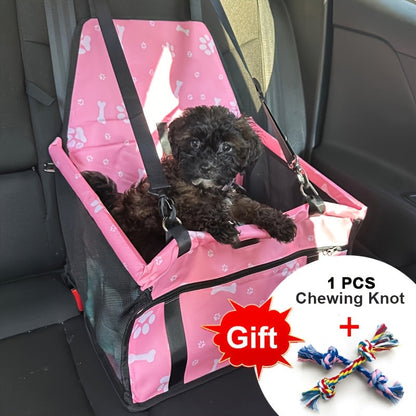 Dog Car Booster Seat & Travel Carrier for Small Dogs and Cats – Foldable Oxford Breathable Pet Carrier with Safety Leash, Adjustable Straps & Elevated Window View, Large 16x13x9.5 Inch
