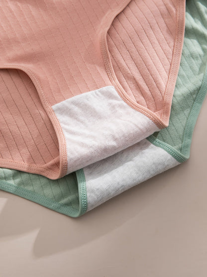 6-Pack Ribbed Thong Panties Women Soft Breathable Mid-Waist | Rib-Knit Triangle Underwear Solid Colors | Maternity-Friendly Everyday Panties Set | S to 5XL Mixed Colors