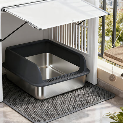 Stainless Steel Cat Litter Box Odor-Proof High-Sided Metal Litter Tray – Non-Stick Leak-Proof Easy Clean Indoor Cat Toilet for Large Medium Small Cats, Multiple Sizes & Colors