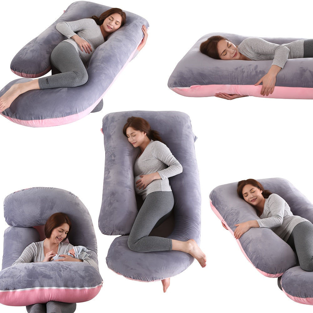 J-Shaped Maternity Pillow Full Body Pregnancy Pillow with Pillowcase – Back, Leg & Tummy Support for Comfortable Sleep, 41" & 60" Sizes, Multiple Colors & Fabrics, Great Baby Shower Gift