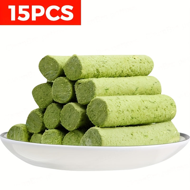 Cat Grass Sticks for Hairball Control – 3-in-1 Freeze-Dried Catnip Treats with Instant Granules & Hair Cream Tablets for Indoor Cats, Natural Hairball Remedy, 15 Count & 15-Pack Bundle