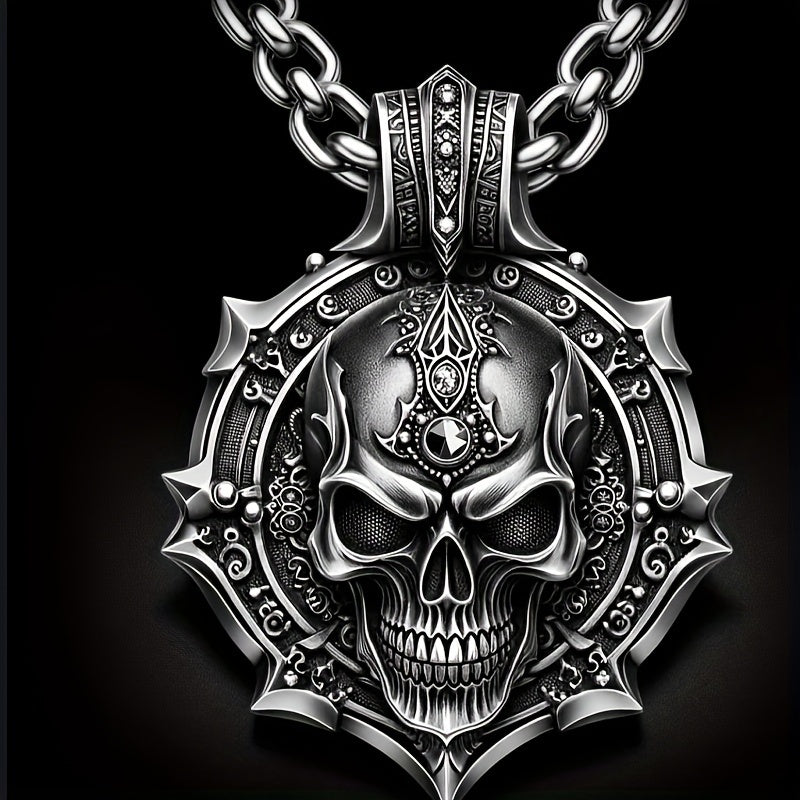 Gothic Skull Pendant Necklace for Women – 316L Stainless Steel, White K Plated, Non-Magnetic, Tarnish-Resistant, Edgy Statement Jewelry for Everyday & Special Occasions