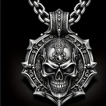 Gothic Skull Pendant Necklace for Women – 316L Stainless Steel, White K Plated, Non-Magnetic, Tarnish-Resistant, Edgy Statement Jewelry for Everyday & Special Occasions
