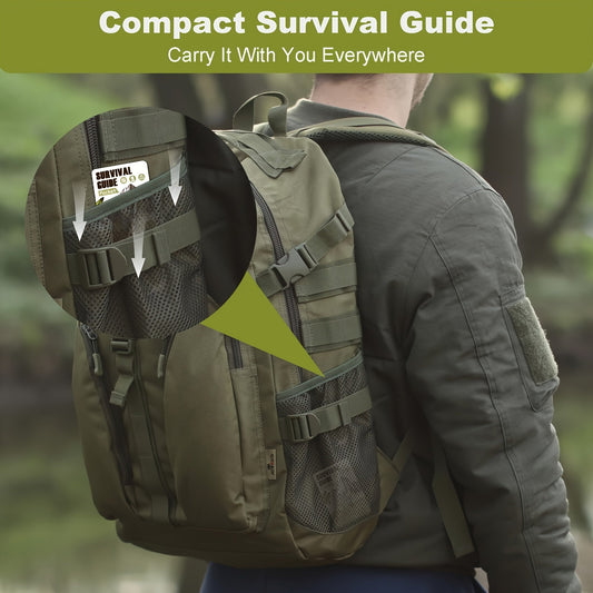 Pocket Survival Guide EDC Kit Credit Card Size 67 Survival Skills 175 Expert Tips Waterproof Cover for Field Emergency First Aid Disaster Preparedness Camping Hiking – Includes Magnifying Tool