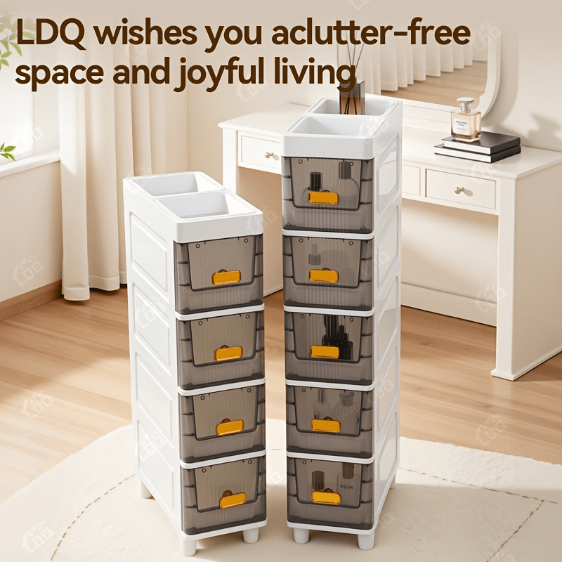 Slim Rolling Storage Cabinet with Drawers and Wheels Waterproof PP Organizer 3 4 5 6 Tier for Bathroom Kitchen Bedroom Small Spaces – Narrow Drawer Unit