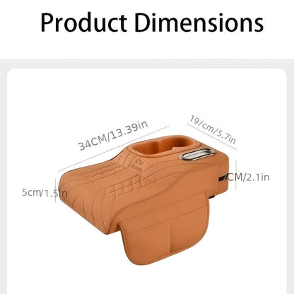 Car Center Console Armrest Pad Height Extender with Tissue Box and Cup Holder Storage Organizer Black Beige Orange Red Brown for Most Cars SUVs