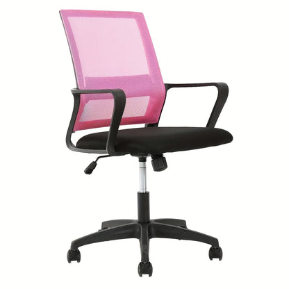 Mid-Back Mesh Ergonomic Office Chair 360° Swivel 5-Wheel Base Lumbar Support Computer Desk Chair for Home Office - 250 LBS Capacity in Black Grey Blue White Pink
