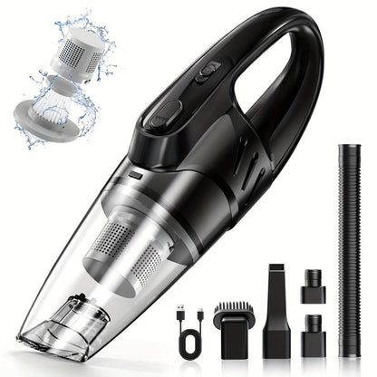 Handheld Car Vacuum Cleaner 6000PA 2000mAh Rechargeable 40dB Low Noise 5 Accessories for Car Home Pet Hair Pink