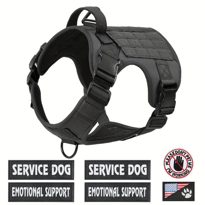 Tactical Dog Chest Harness – Military-Style No-Pull Pet Vest with Control Handle, Adjustable Secure Fit for Active Dogs, Solid Pattern, Sizes S to XL, Ideal for Training Hiking Walking