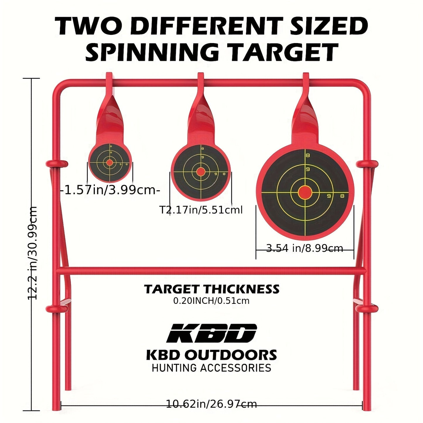 Spinner Shooting Target Stand for .22LR - Triple Steel Spinner Targets Foldable with 15-Pack Bullseye Paper Targets, Outdoor Shooting Practice, Durable Air Strike Target System for Range Training