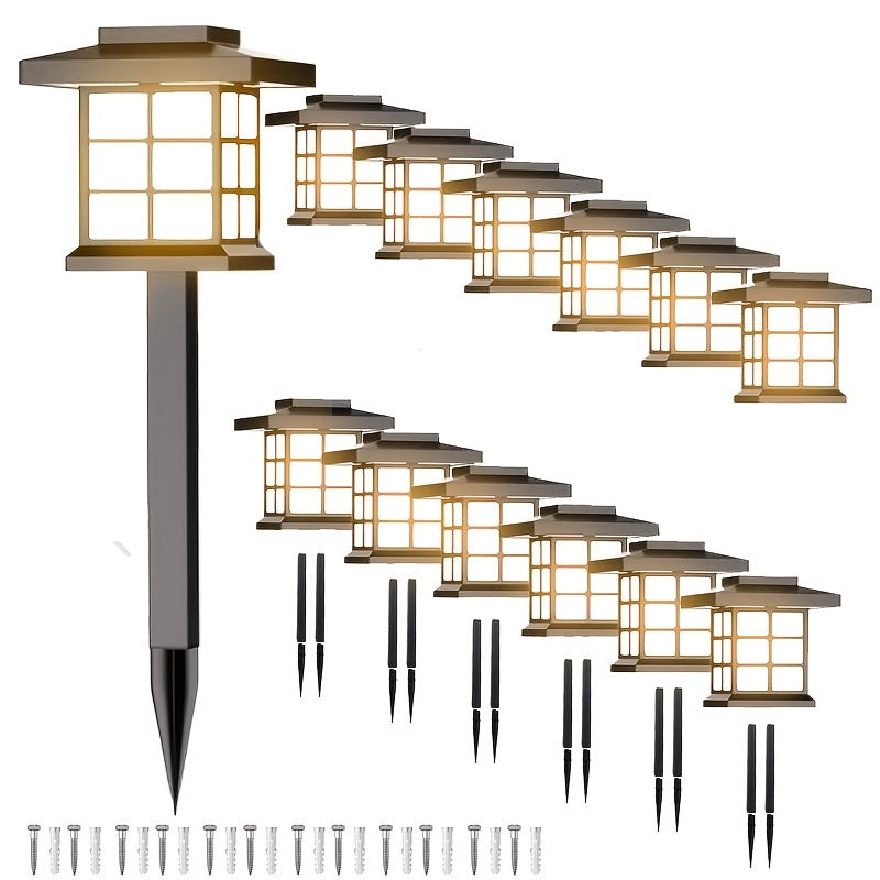Solar Outdoor Garden Lights 6/12/24 Pack IP44 Waterproof | Warm White Colorful LED Landscape Pathway Lights for Yard Courtyard Patio Holiday Decoration – Auto On/Off