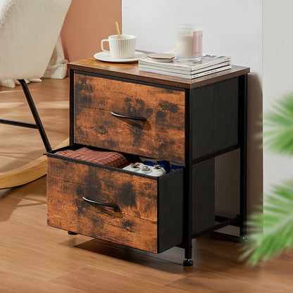 Drawer Cabinet with Metal Frame & Hardwood Top – Home Office Storage Organizer, 2 to 10 Drawers, Assembly Required – White, Grey, Black, Rustic Brown – Bedroom, Living Room & Office Filing Cabinet
