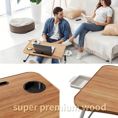 Lap Desk Bed Tray for Laptop & Eating – Large Breakfast Tray with Cup Holder & Drawer for Sofa Couch Floor Sitting, Study Reading Writing Portable Lap Table