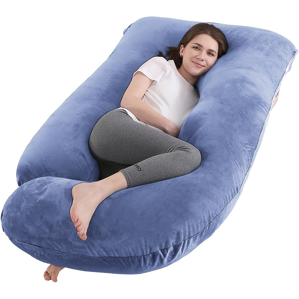 J-Shaped Maternity Pillow Full Body Pregnancy Pillow with Pillowcase – Back, Leg & Tummy Support for Comfortable Sleep, 41" & 60" Sizes, Multiple Colors & Fabrics, Great Baby Shower Gift