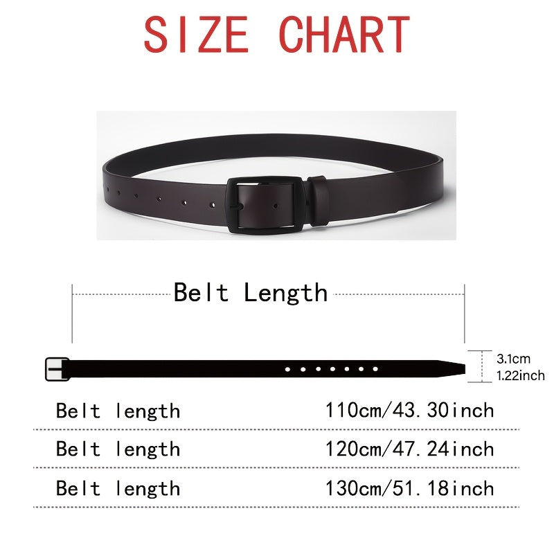3-Pack Men's PU Faux Leather Belt Set – Casual Designer Style Alloy Buckle Belts for Jeans in Black, Brown & Khaki, Sizes 110-130cm