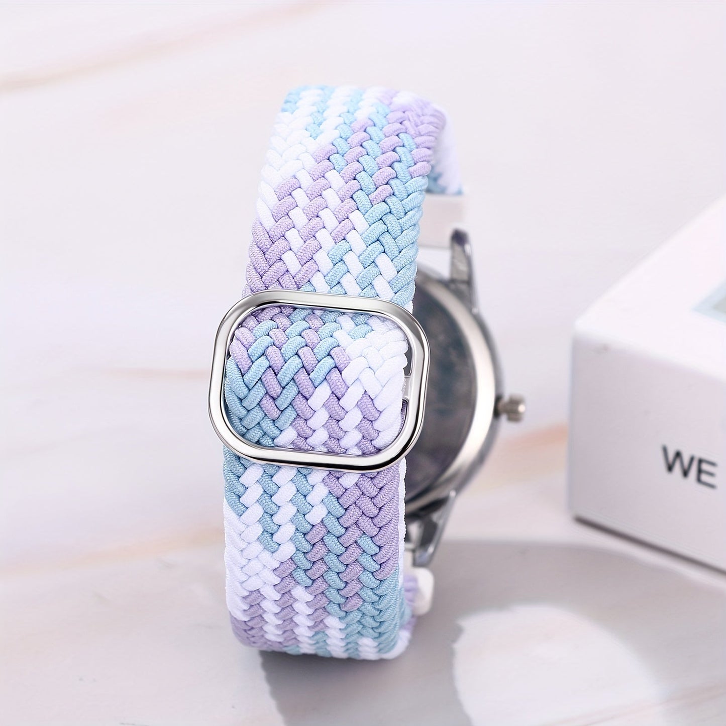 Analog Quartz Sports Watch with Large Calendar Dial & Braided Nylon Strap – Easy-Read 24-Hour Round Case Wristwatch for Men & Women, Flexible Adjustable Elastic Band, 4 Styles