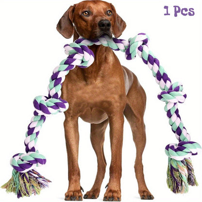 Unbreakable 6-Section Dog Rope Chew Toy – Heavy Duty Tug of War Rope for Medium & Large Dogs Over 80 lbs, Teeth Cleaning Dental Floss Fibers, Non-Toxic Safe Chew Toy for Aggressive Chewers