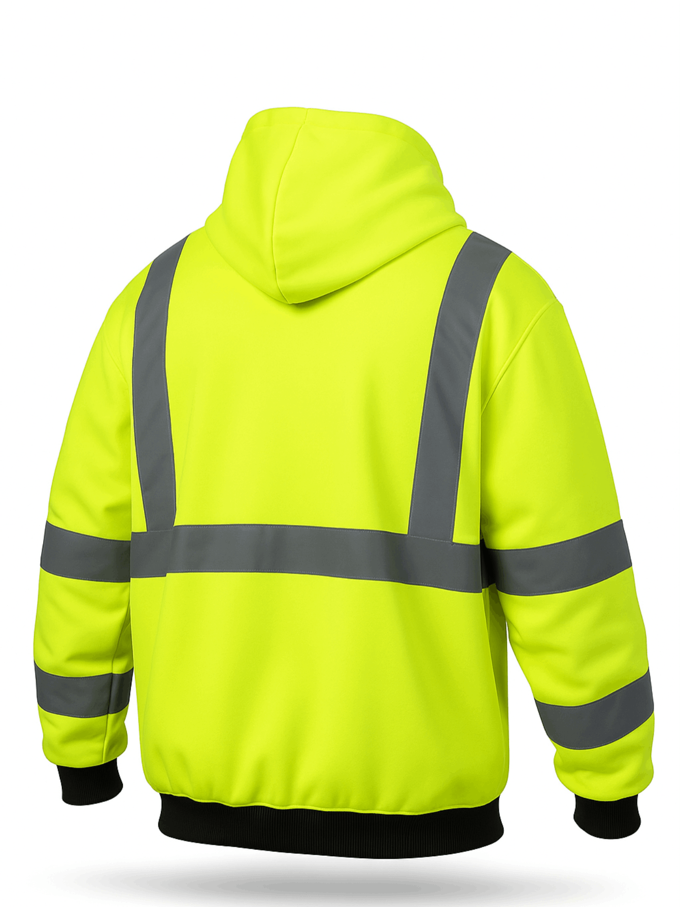 High Visibility ANSI Class 3 Type R Reflective Safety Hoodie Zip-Up Fleece Sweatshirt for Men Women Construction Workwear with Neck Gaiter Fluorescent Yellow