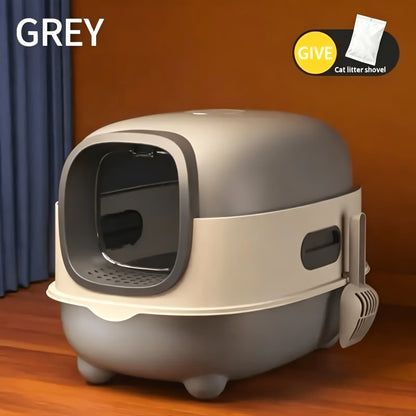 Covered Cat Litter Box – Spacious Fully Enclosed Design with Scoop, Spill Prevention & Odor Control, Easy to Clean & Store, Ideal for All Cats