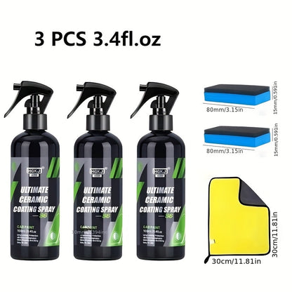 Ceramic Car Coating Spray – High-Gloss Paint Protection & Coating Renewal Agent, Fast-Acting Multi-Functional Ceramic Shield Spray for Car, Truck & SUV Paint, Glass & Trim