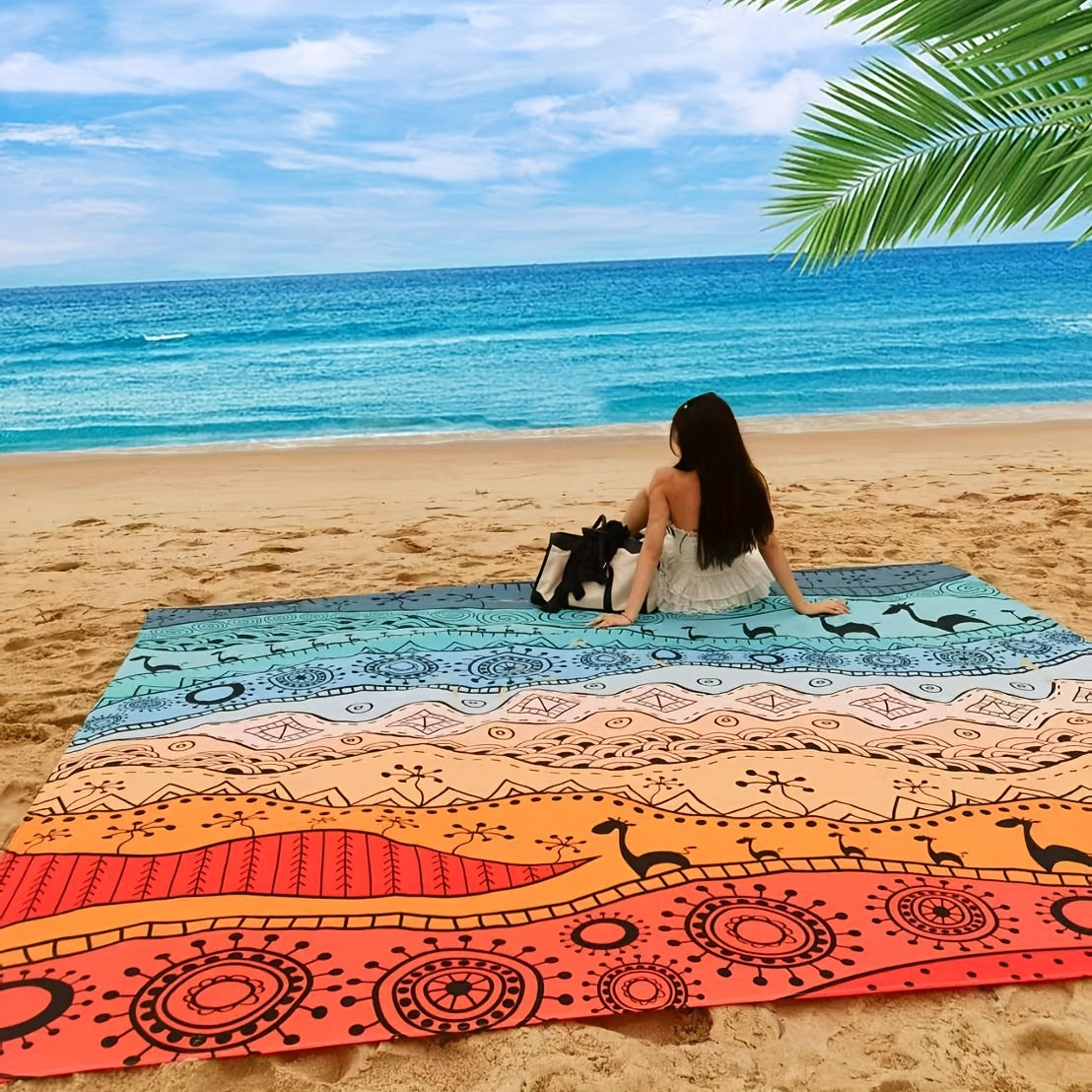 Sandproof Beach Blanket Oversized Up to 108x120 Inches – Quick Dry Lightweight Sand Free Mat for Beach Camping Picnic Travel, 8 Styles, Fits 2-10 Adults