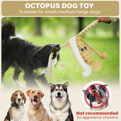 Squeaky Octopus Plush Dog Chew Toy – Interactive Stuffed Squeaker Toy for Puppies & Dogs, Soft Teeth Cleaning Chewable Animal Toy for Small Medium Large Breeds, Cute Gift, 5 Colors
