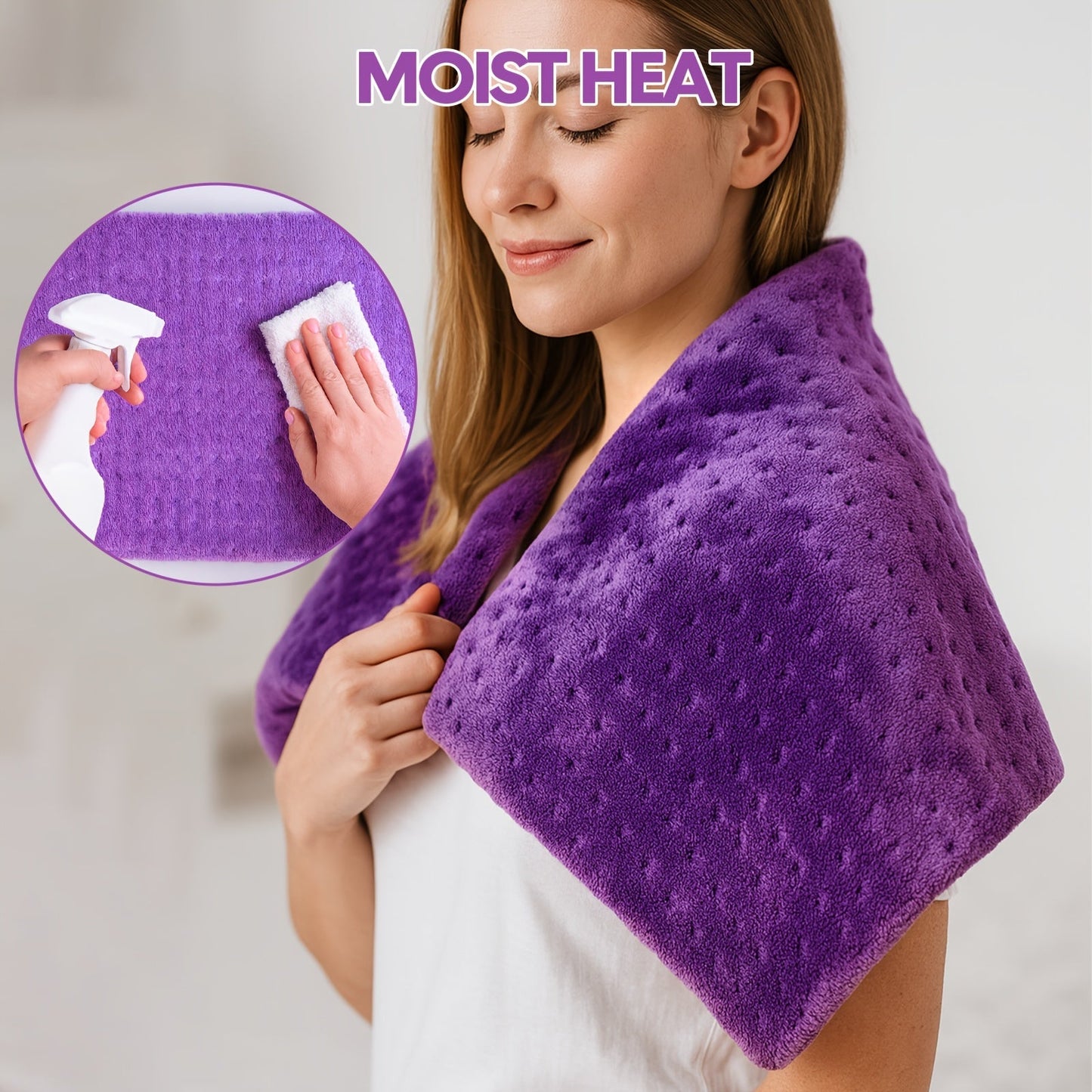 Heating Pad for Back Neck Shoulders & Cramps – Ultra Soft Flannel with 6 Heat Settings, Dry & Moist Heat, Auto Shut-Off, Machine Washable, 3 Sizes (12x15 / 12x24 / 17x33 in), Perfect Gift for Mom